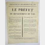Arrêté du Préfet du Var, le Baron Defermon, en date du 21 avril 1815, concernant la défense de la chasse.