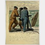 [Le Havre], [école havraise]. Ensemble de 8 dessins, esquisses et aquarelles et 3 documents des années 40 et 50 en lien avec la galerie Madyl du Havre.